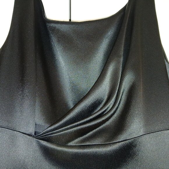 Tahari Black Satin Full Length Formal Gown--Size 14 - Picture 4 of 6